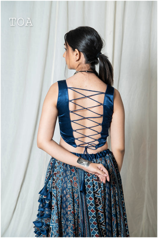 Premium Design Gaji Blouse (Indigo Blue - SL)