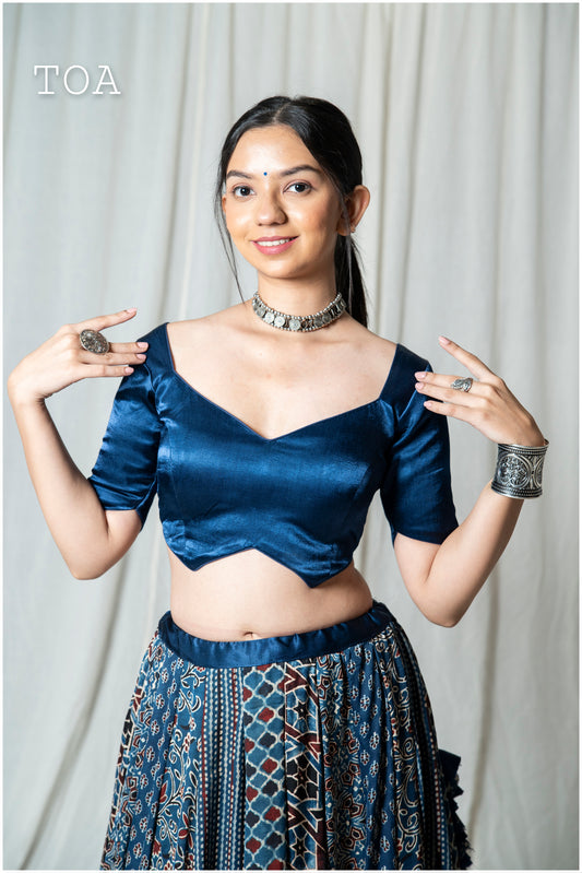 Premium Design Gaji Blouse (Indigo Blue - EL)