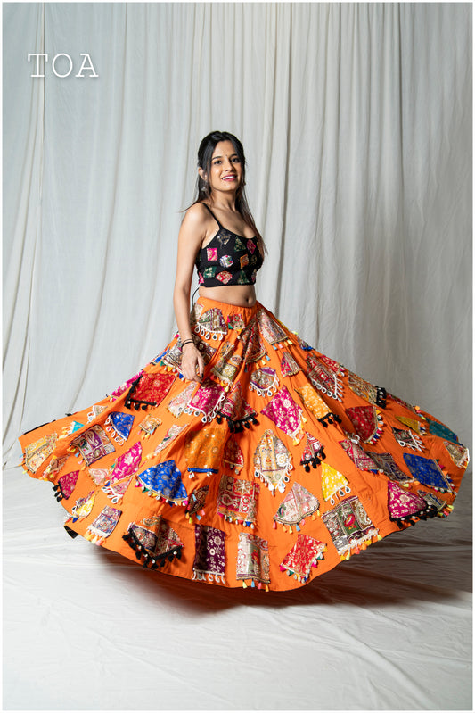 Mosaic Tassel Magic Skirt Only (Orange)