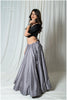 Textured Silk Sequins Skirt Only - Grey