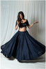 Textured Silk Sequins Skirt Only - Navy Blue