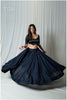Textured Silk Sequins Skirt Only - Navy Blue