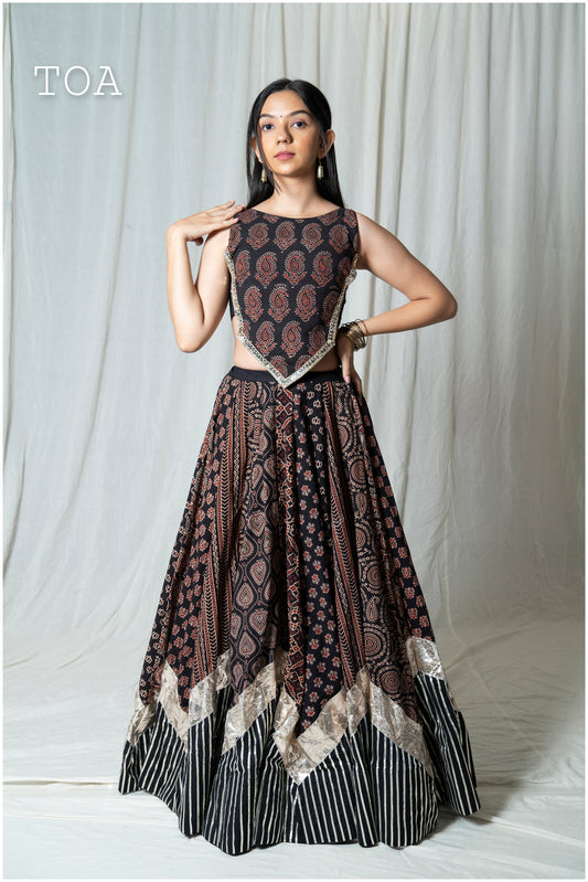 Ajrakh Grace Skirt Only (Black)
