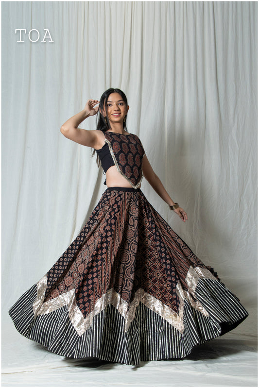 Ajrakh Grace Skirt Only (Black)