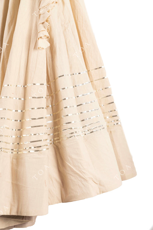 Beige Horizontal Tui Skirt 15 Meters Flare