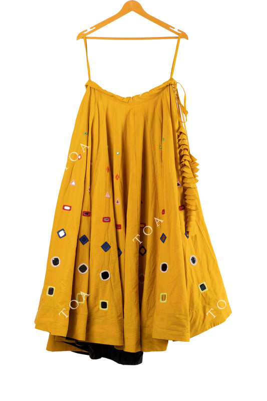 Yellow Multi Mirror Work Skirt 9+ Mtrs Flare