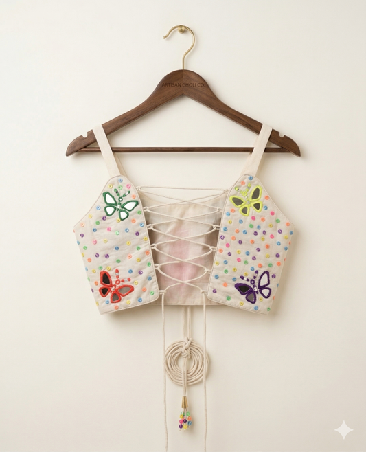 Butterfly Bloom Mirror Top - Off-White