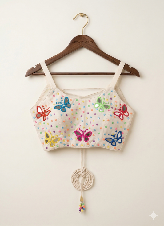 Butterfly Bloom Mirror Top - Off-White