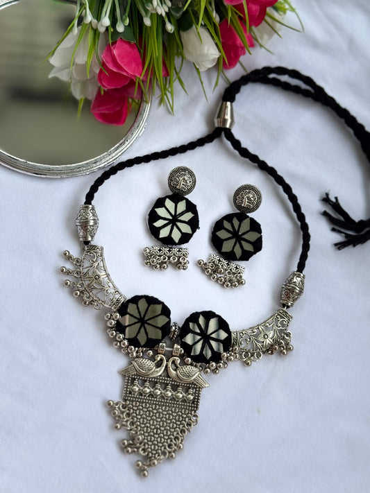 Black - Mirror Oxidized Necklace - JJ