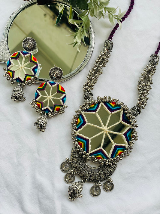 Multi - Mirror Oxidized Necklace - JJ