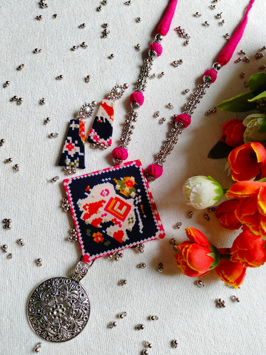 Patola Necklace (Pink) - JVD