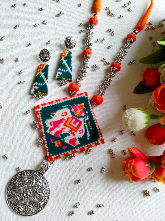 Patola Necklace (Orange) - JVD
