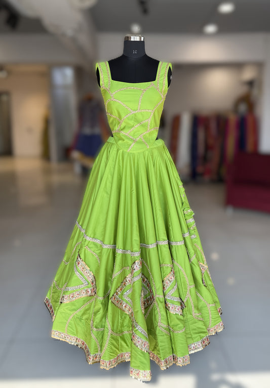 Parrot Green Silk Shine Outfit