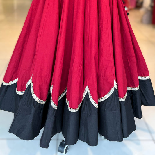 Scallope Skirt Only - Maroon & Black