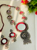 Maroon Mirror Oxidized Necklace - JJ