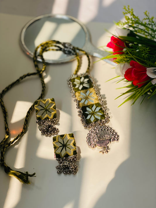 Green Multi - Mirror Oxidized Necklace - JJ