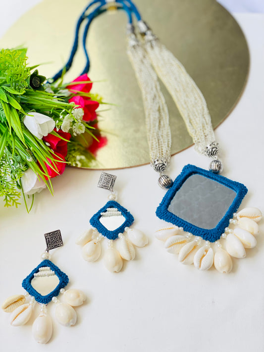Turquoise Mirror & Shells Necklace - JJ