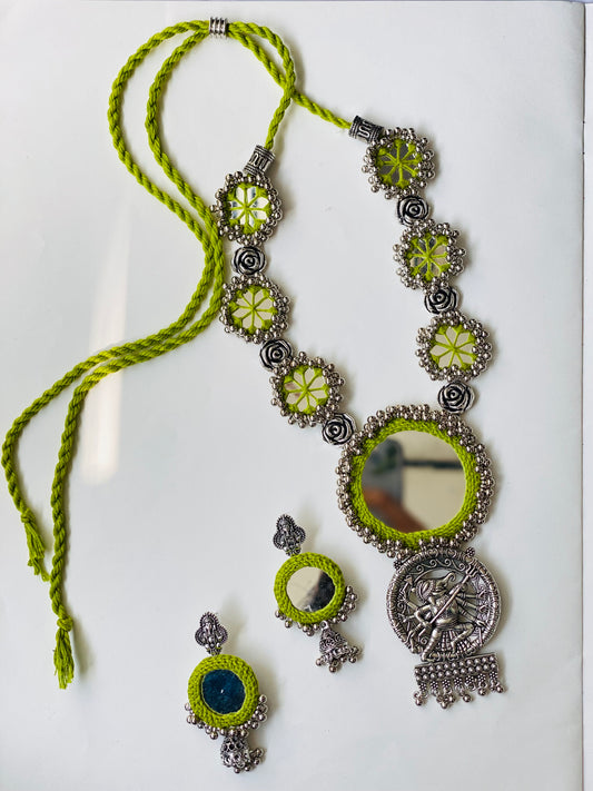 Green Mirror Oxidized Necklace - JJ