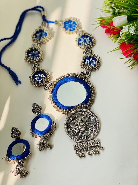 Blue Mirror Oxidized Necklace - JJ