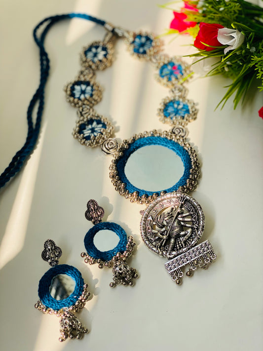 Turquoise Mirror Oxidized Necklace - JJ