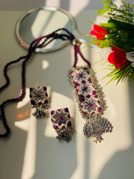 Multi - Mirror Oxidized Necklace - JJ