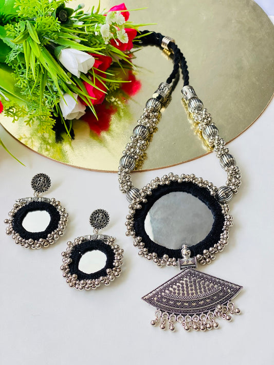 Black Mirror Oxidized Necklace - JJ