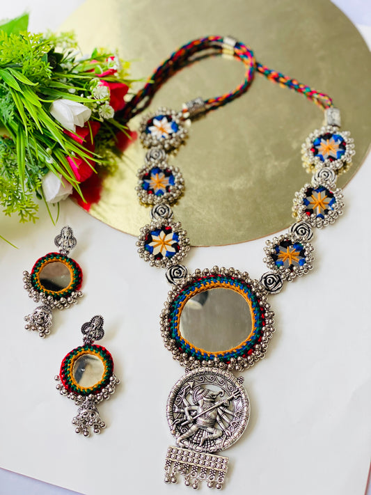 Multi Mirror Oxidized Necklace - JJ