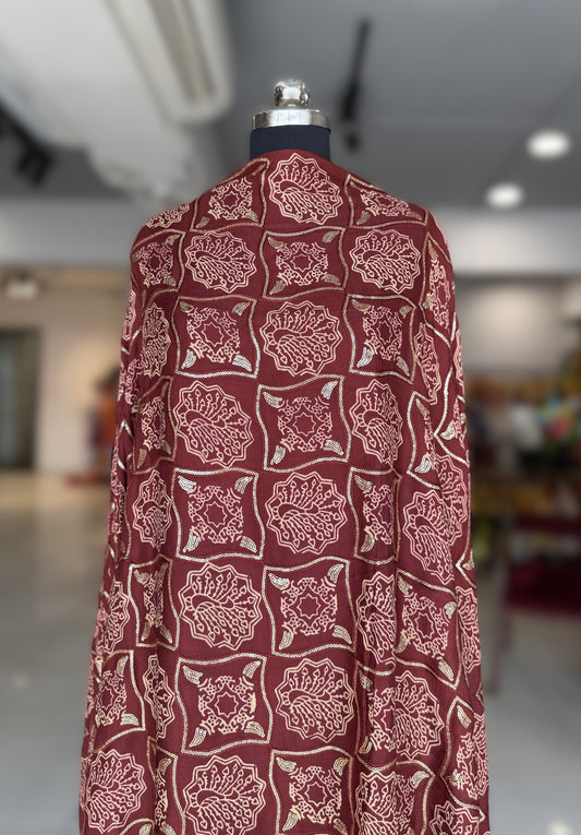 Premium Rust Modal Gaji Ajrakh Dupatta