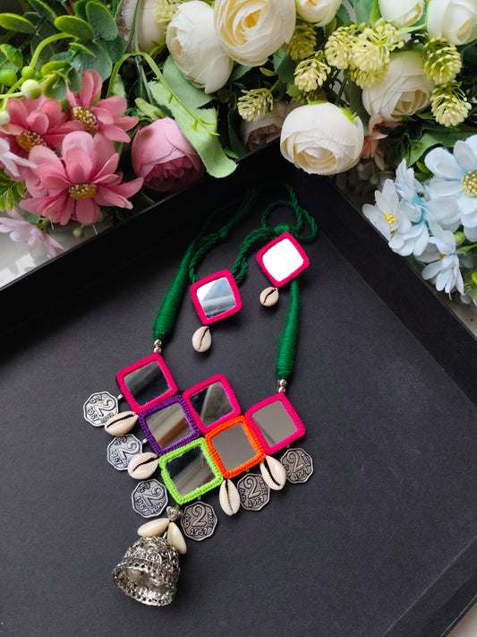 Diamond Shaped Multi Mirror Necklace - JVD