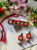 Maroon Oxidized Mirror Necklace - JJ