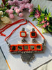 Orange Oxidized Mirror Necklace - JJ