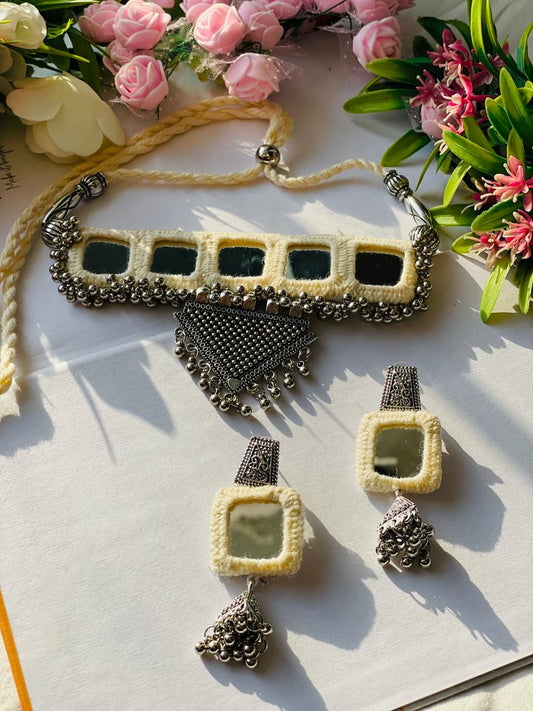 Off-White Oxidized Mirror Necklace - JJ