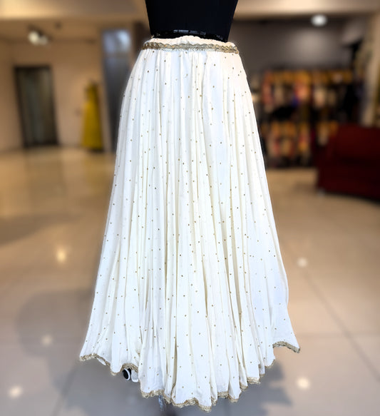 Georgette Sequins Sitara (with Border) Skirt Only - Off white