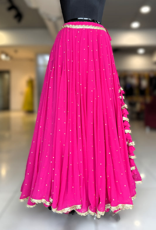 Georgette Sequins Sitara (with border) Skirt Only - Pink