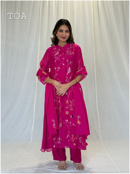 Rani Pink - Colored Embroidered Dress (Copy)
