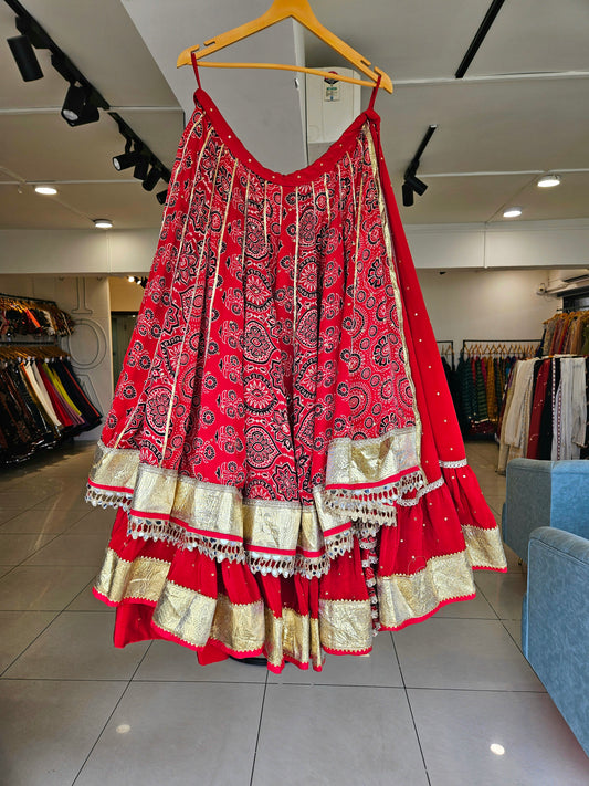 Shades Of Ajrakh Collection - The Red Leela Skirt only