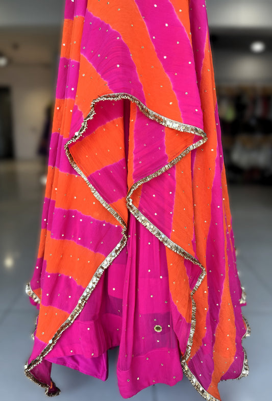 Orange Raani Dual-Color Georgette Dupatta