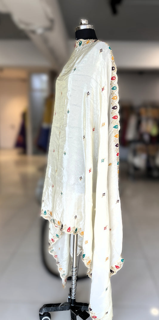 Soft Kanjivaram Tissue Silk Dupatta Scallops