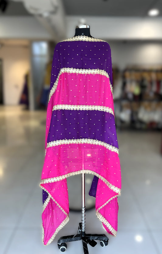 Premium Dual-Color Georgette Dupatta
