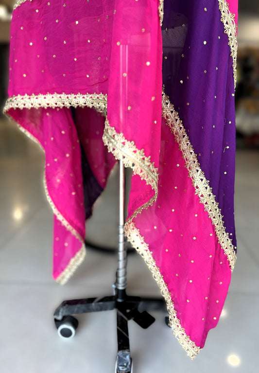 Premium Dual-Color Georgette Dupatta