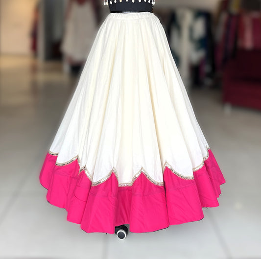 Scallope Skirt Only - Off White & Pink