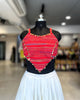 Red Kashmiri Coin Border Long Top
