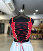 Red Kashmiri Coin Border Long Top