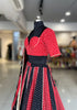 Red & Black Bandhani Georgette Lampi Set
