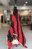 Red & Black Bandhani Georgette Lampi Set
