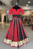 Red & Black Bandhani Georgette Lampi Set