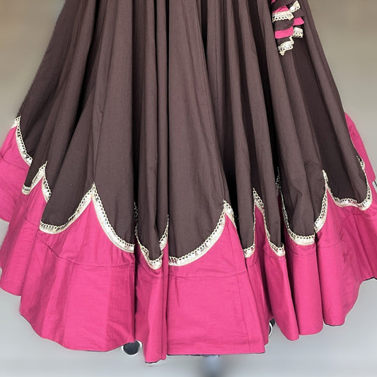 Scallope Skirt Only - Coffee & Onion Pink