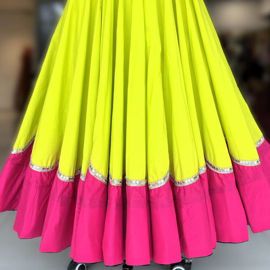 Scallope Skirt Only - Lime Green & Pink