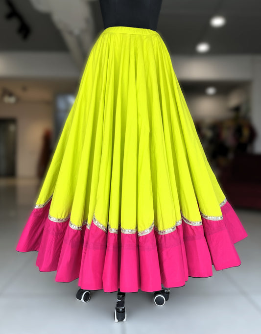 Scallope Skirt Only - Lime Green & Pink