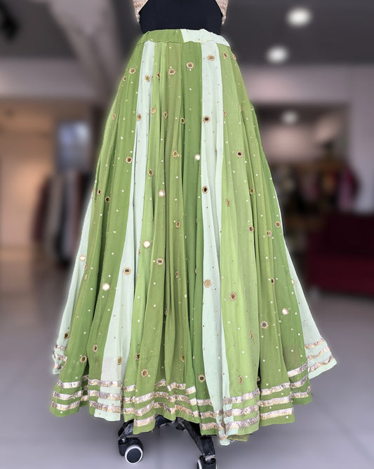 💫Sequins Sitara Mirror Lampi Skirt Only💫 - Shades Of Green